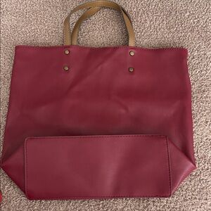 🔅5/$20 burgundy Faux Leather Tote Bag Burgundy Shoulder Bag Minimalist Shopper
